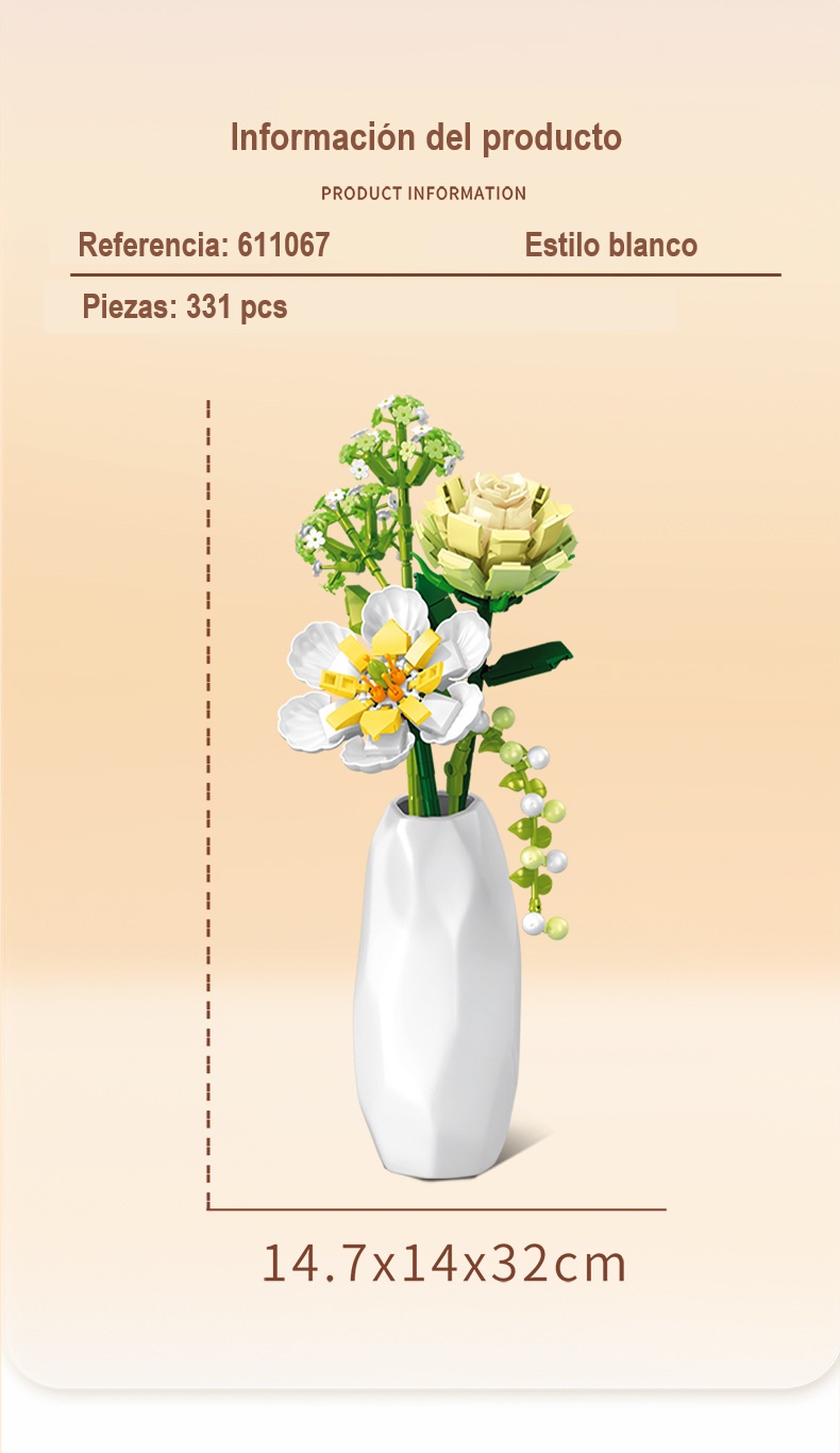 Información de bloques de flor con maceta amarillo