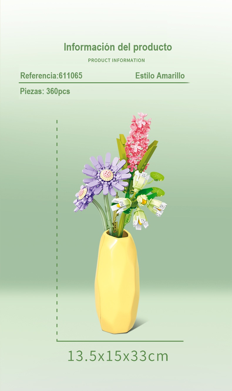 Información de bloques de flor con maceta blanco